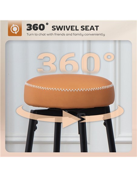 HOMCOM Set of Two Faux Leather Bar Stools - Brown/Black - pic 166503 | FastDaddyshop
