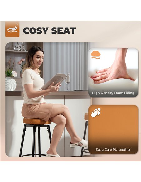 HOMCOM Set of Two Faux Leather Bar Stools - Brown/Black - pic 166504 | FastDaddyshop