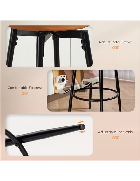 HOMCOM Set of Two Faux Leather Bar Stools - Brown/Black - pic 166505 | FastDaddyshop