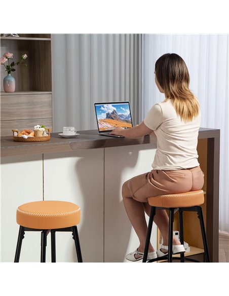 HOMCOM Set of Two Faux Leather Bar Stools - Brown/Black - pic 166507 | FastDaddyshop