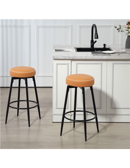 HOMCOM Set of Two Faux Leather Bar Stools - Brown/Black - pic 166508 | FastDaddyshop