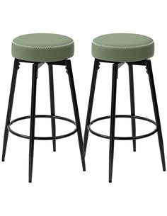 HOMCOM Set of Two Faux Leather Bar Stools - Green/Black