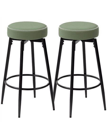 HOMCOM Set of Two Faux Leather Bar Stools - Green/Black - pic 166509 | FastDaddyshop