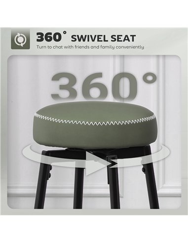 HOMCOM Set of Two Faux Leather Bar Stools - Green/Black