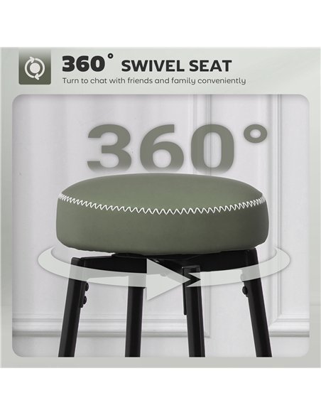 HOMCOM Set of Two Faux Leather Bar Stools - Green/Black - pic 166512 | FastDaddyshop