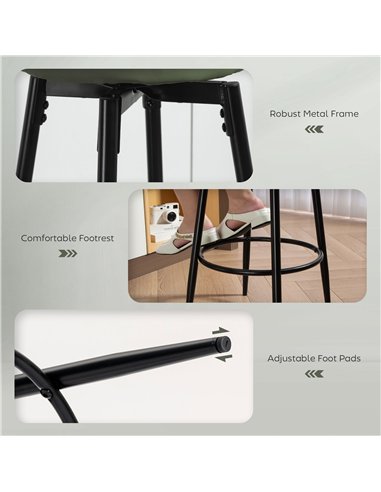 HOMCOM Set of Two Faux Leather Bar Stools - Green/Black