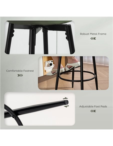 HOMCOM Set of Two Faux Leather Bar Stools - Green/Black - pic 166514 | FastDaddyshop