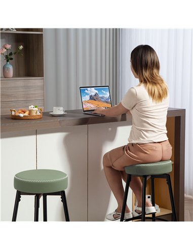 HOMCOM Set of Two Faux Leather Bar Stools - Green/Black