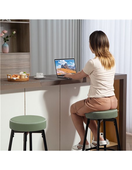 HOMCOM Set of Two Faux Leather Bar Stools - Green/Black - pic 166516 | FastDaddyshop