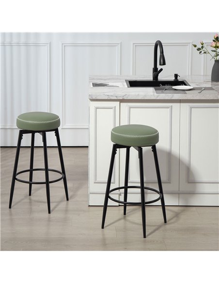 HOMCOM Set of Two Faux Leather Bar Stools - Green/Black - pic 166517 | FastDaddyshop