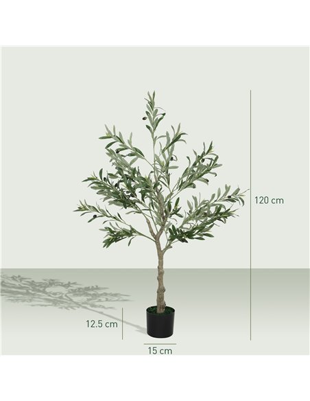HOMCOM Set of 2 4ft/ 120cm Decorative Artificial Plant, Silk Olive Tree with 450 Leaves and 20 Olive Fruits in Pot, Fake Plant f - pic 166529 | FastDaddyshop