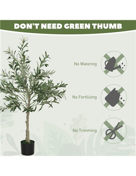 HOMCOM Set of 2 4ft/ 120cm Decorative Artificial Plant, Silk Olive Tree with 450 Leaves and 20 Olive Fruits in Pot, Fake Plant f - pic 166533 | FastDaddyshop