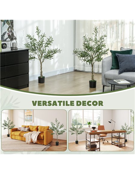 HOMCOM Set of 2 4ft/ 120cm Decorative Artificial Plant, Silk Olive Tree with 450 Leaves and 20 Olive Fruits in Pot, Fake Plant f - pic 166534 | FastDaddyshop