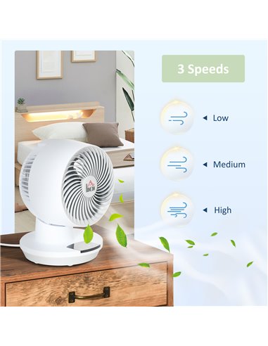 Homcom 28cm Electric Table Desk Fan with 3 Speed, Remote, White