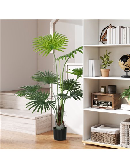 HOMCOM 145cm Artificial Palm Tree, Decorative Artificial Plant with Lifelike PEVA Leaves and Coconut Coir, Fake Tree with Plasti - pic 166546 | FastDaddyshop