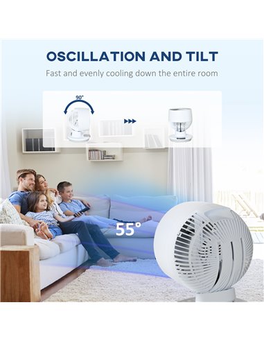 Homcom 28cm Electric Table Desk Fan with 3 Speed, Remote, White