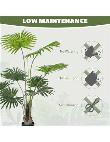 HOMCOM 145cm Artificial Palm Tree, Decorative Artificial Plant with Lifelike PEVA Leaves and Coconut Coir, Fake Tree with Plasti
