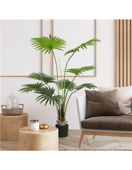 HOMCOM 145cm Artificial Palm Tree, Decorative Artificial Plant with Lifelike PEVA Leaves and Coconut Coir, Fake Tree with Plasti - pic 166553 | FastDaddyshop