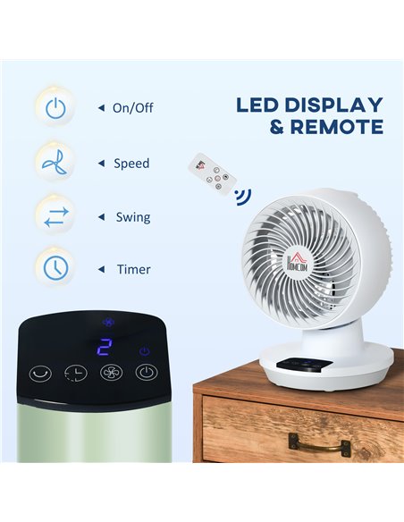 HOMCOM 28cm Electric Table Desk Fan with 3 Speed, Remote, Small Portable Personal Cooling Fan for Home Office Desktop, White - pic 16656 | FastDaddyshop