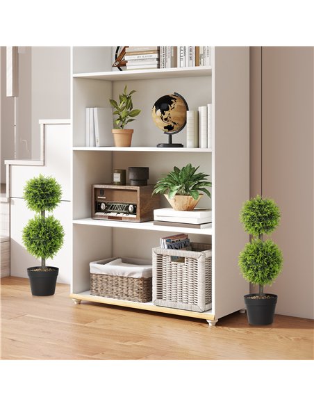 HOMCOM Set of 2 Decorative Artificial Plants, 60cm Faux Topiary Cypress Ball Trees with Plastic Pot and Pebbles, Fake Plants for - pic 166560 | FastDaddyshop