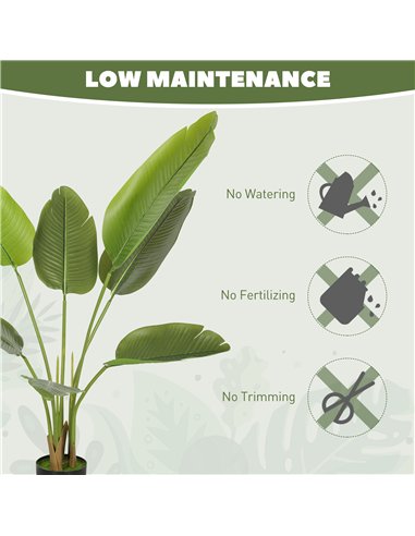 HOMCOM 109cm Artificial Bird of Paradise Plant, Faux Banana Leaf Tree with PEVA Leaves and Flocking, Decorative Palm Tree in Pot