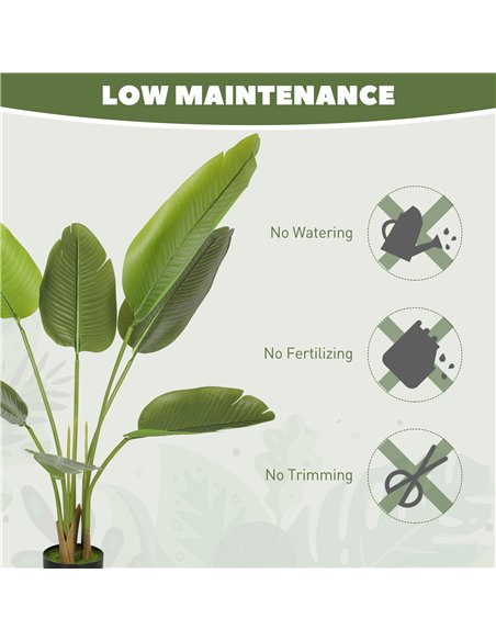 HOMCOM 109cm Artificial Bird of Paradise Plant, Faux Banana Leaf Tree with PEVA Leaves and Flocking, Decorative Palm Tree in Pot - pic 166568 | FastDaddyshop
