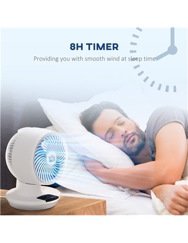 HOMCOM 28cm Electric Table Desk Fan with 3 Speed, Remote, Small Portable Personal Cooling Fan for Home Office Desktop, White