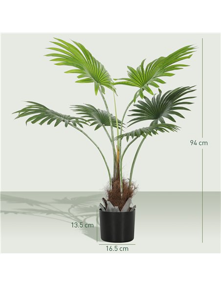 HOMCOM 94cm Artificial Palm Tree, Decorative Artificial Plant with Lifelike PEVA Leaves and Coconut Coir, Fake Tree with Plastic - pic 166583 | FastDaddyshop