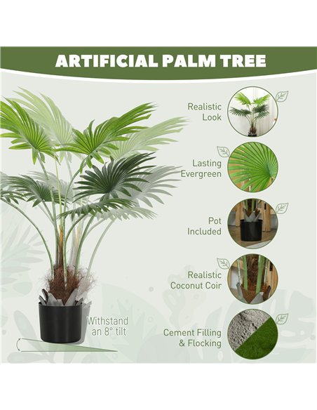 HOMCOM 94cm Artificial Palm Tree, Decorative Artificial Plant with Lifelike PEVA Leaves and Coconut Coir, Fake Tree with Plastic - pic 166584 | FastDaddyshop