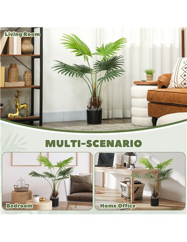 HOMCOM 94cm Artificial Palm Tree, Decorative Artificial Plant with Lifelike PEVA Leaves and Coconut Coir, Fake Tree with Plastic