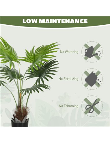 HOMCOM 94cm Artificial Palm Tree, Decorative Artificial Plant with Lifelike PEVA Leaves and Coconut Coir, Fake Tree with Plastic