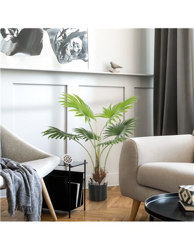 HOMCOM 94cm Artificial Palm Tree, Decorative Artificial Plant with Lifelike PEVA Leaves and Coconut Coir, Fake Tree with Plastic
