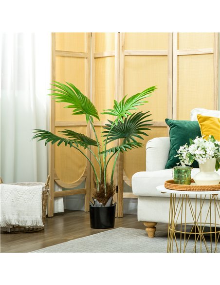HOMCOM 94cm Artificial Palm Tree, Decorative Artificial Plant with Lifelike PEVA Leaves and Coconut Coir, Fake Tree with Plastic - pic 166589 | FastDaddyshop