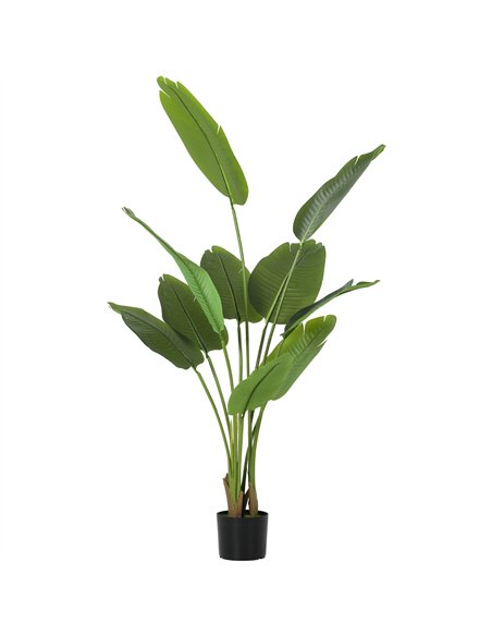 HOMCOM 160cm Tall Artificial Bird of Paradise Plant, Faux Banana Leaf Tree with PEVA Leaves and Flocking, Decorative Palm Tree i - pic 166590 | FastDaddyshop