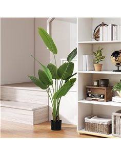 HOMCOM 160cm Tall Artificial Bird of Paradise Plant, Faux Banana Leaf Tree with PEVA Leaves and Flocking, Decorative Palm Tree i 2