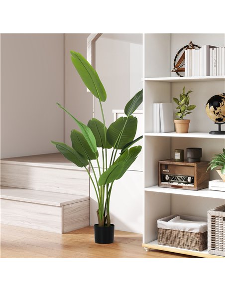 HOMCOM 160cm Tall Artificial Bird of Paradise Plant, Faux Banana Leaf Tree with PEVA Leaves and Flocking, Decorative Palm Tree i - pic 166591 | FastDaddyshop