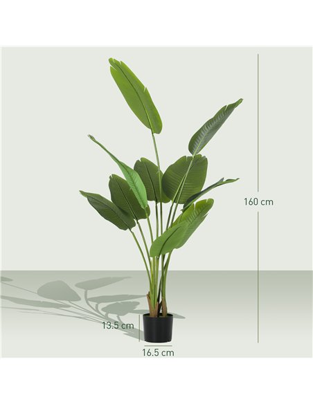 HOMCOM 160cm Tall Artificial Bird of Paradise Plant, Faux Banana Leaf Tree with PEVA Leaves and Flocking, Decorative Palm Tree i - pic 166592 | FastDaddyshop