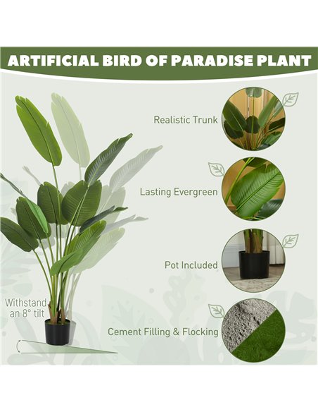 HOMCOM 160cm Tall Artificial Bird of Paradise Plant, Faux Banana Leaf Tree with PEVA Leaves and Flocking, Decorative Palm Tree i - pic 166593 | FastDaddyshop