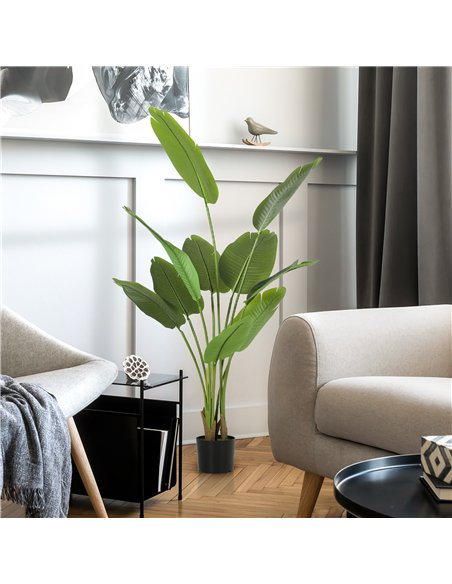 HOMCOM 160cm Tall Artificial Bird of Paradise Plant, Faux Banana Leaf Tree with PEVA Leaves and Flocking, Decorative Palm Tree i - pic 166596 | FastDaddyshop