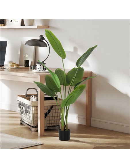 HOMCOM 160cm Tall Artificial Bird of Paradise Plant, Faux Banana Leaf Tree with PEVA Leaves and Flocking, Decorative Palm Tree i - pic 166598 | FastDaddyshop
