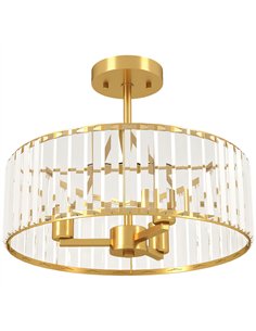 HOMCOM Crystal Ceiling Light Fixture, Semi Flush Mount Modern Crystal Chandelier Ceiling Light for Living Room, Bedroom, Hallway