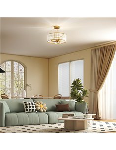 HOMCOM Crystal Ceiling Light Fixture, Semi Flush Mount Modern Crystal Chandelier Ceiling Light for Living Room, Bedroom, Hallway 2