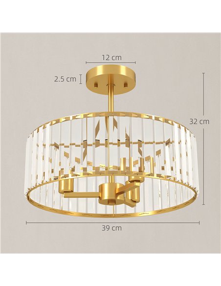 HOMCOM Crystal Ceiling Light Fixture, Semi Flush Mount Modern Crystal Chandelier Ceiling Light for Living Room, Bedroom, Hallway - pic 166619 | FastDaddyshop