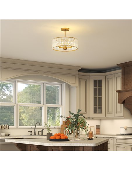 HOMCOM Crystal Ceiling Light Fixture, Semi Flush Mount Modern Crystal Chandelier Ceiling Light for Living Room, Bedroom, Hallway - pic 166622 | FastDaddyshop