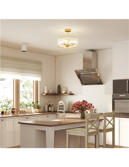 HOMCOM Crystal Ceiling Light Fixture, Semi Flush Mount Modern Crystal Chandelier Ceiling Light for Living Room, Bedroom, Hallway - pic 166624 | FastDaddyshop