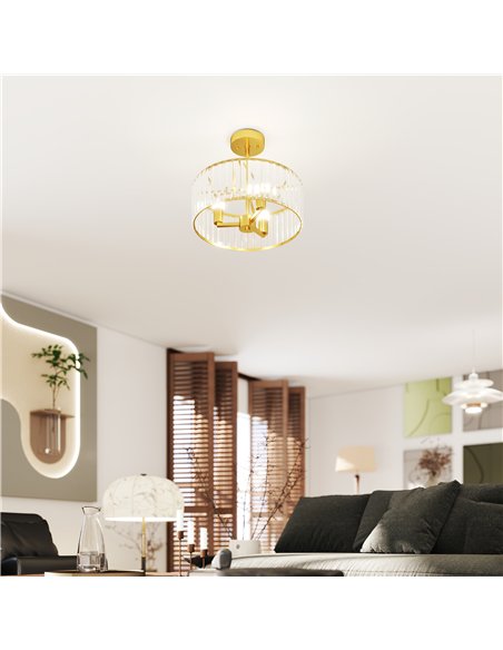 HOMCOM Crystal Ceiling Light Fixture, Semi Flush Mount Modern Crystal Chandelier Ceiling Light for Living Room, Bedroom, Hallway - pic 166625 | FastDaddyshop