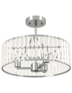 HOMCOM Crystal Ceiling Light Fixture, Semi Flush Mount Modern Crystal Chandelier Ceiling Light for Living Room, Bedroom, Hallway