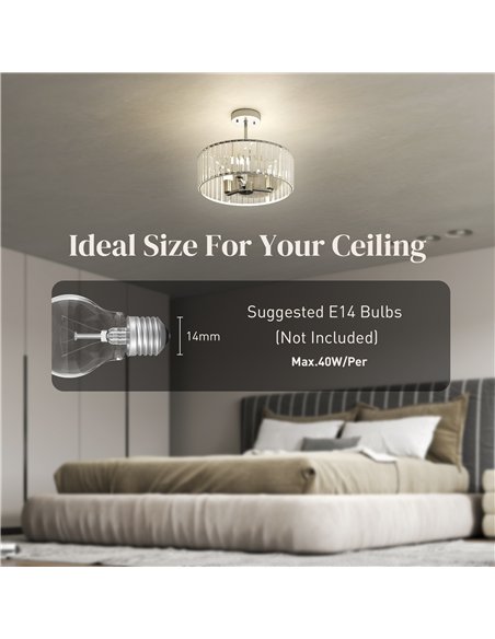 HOMCOM Crystal Ceiling Light Fixture, Semi Flush Mount Modern Crystal Chandelier Ceiling Light for Living Room, Bedroom, Hallway - pic 166630 | FastDaddyshop