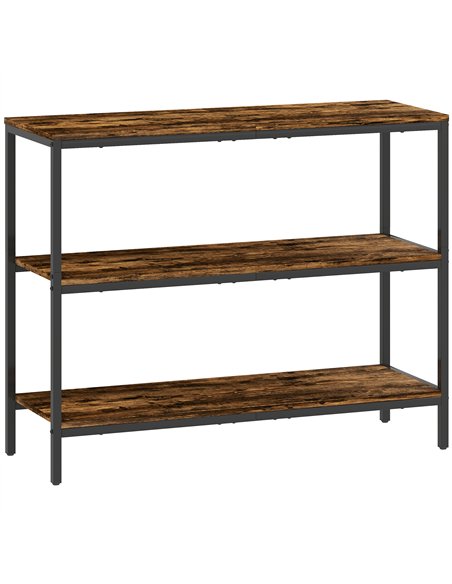 HOMCOM 3-Tier Console Table with Storage Shelves - Rustic Brown - pic 166635 | FastDaddyshop