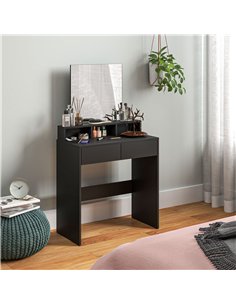 HOMCOM Multi-Storage Dressing Table, with Mirror - Black 2
